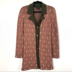 NELLik alpaca blend cardigan sweater coral & green